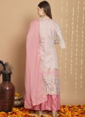 Grey and Pink color Chanderi Silk A Line Lehenga Choli with Embroidered - 2