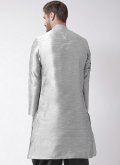 Grey Art Dupion Silk Embroidered Kurta for Ceremonial - 1
