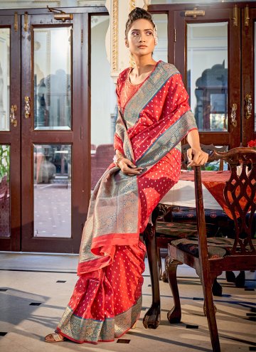 Grey Banarasi Woven Classic Designer Saree for Festival