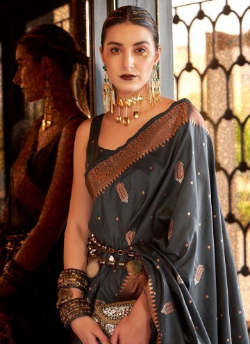 Grey Banarasi Woven Designer Saree