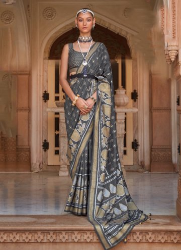 Grey Banarasi Woven Designer Saree for Festival