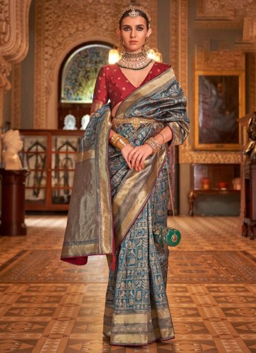 Grey Classic Designer Saree in Banarasi with Woven