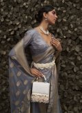 Grey Classic Designer Saree in Chinon with Woven - 1