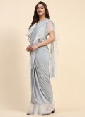 Grey Classic Designer Saree in Imported with Beads - 3