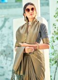 Grey Classic Designer Saree in Kanjivaram Silk with Woven - 2