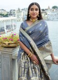 Grey Classic Designer Saree in Silk with Woven - 1