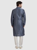 Grey color Art Silk Kurta Pyjama with Plain Work - 4