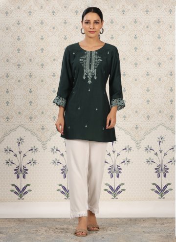 Grey color Chinon Party Wear Kurti with Floral Print