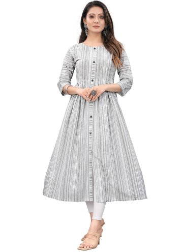 Grey color Cotton  Party Wear Kurti with Woven