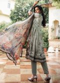 Grey color Digital Print Faux Crepe Salwar Suit - 1