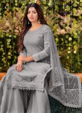 Grey color Embroidered Cotton  Palazzo Suit - 2