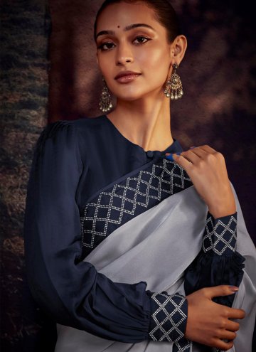 Grey color Fancy Fabric Classic Designer Saree with Border