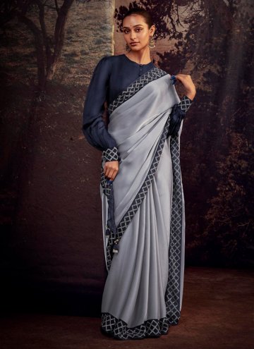 Grey color Fancy Fabric Classic Designer Saree wit
