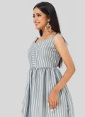 Grey color Faux Crepe Casual Kurti with Printed - 1