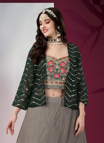Grey color Georgette Lehenga Choli with Embroidered
