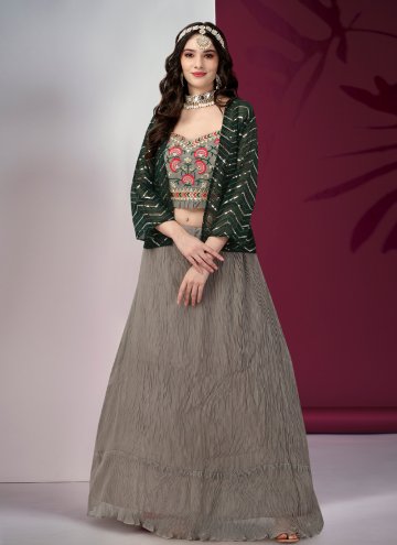 Grey color Georgette Lehenga Choli with Embroidered