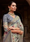 Grey color Handloom Silk Trendy Saree with Woven - 1