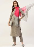 Grey color Printed Faux Crepe Salwar Suit - 2