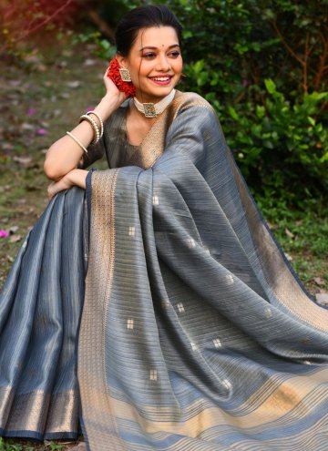 Grey color Silk Contemporary Saree with Woven
