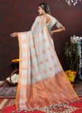 Grey color Soft Cotton Classic Designer Saree with Woven - 2