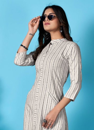 Grey Cotton  Sequins Work Party Wear Kurti for Ceremonial