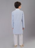 Grey Cotton Silk Embroidered Kurta Pyjama - 3