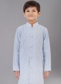 Grey Cotton Silk Embroidered Kurta Pyjama - 4
