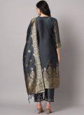 Grey Cotton Silk Jacquard Work Salwar Suit for Festival - 1