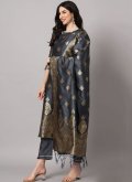 Grey Cotton Silk Jacquard Work Salwar Suit for Festival - 2