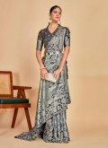 Grey Designer Saree in Kanjivaram Silk with Woven - 1