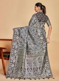 Grey Designer Saree in Kanjivaram Silk with Woven - 2