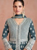 Grey Georgette Embroidered A Line Lehenga Choli for Engagement - 1