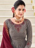 Grey Georgette Embroidered Trendy Salwar Kameez for Ceremonial - 2