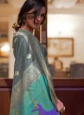 Grey Handloom Silk Woven Classic Designer Saree for Festival - 1