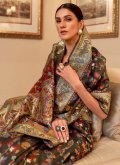 Grey Handloom Silk Woven Classic Designer Saree for Mehndi - 1