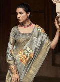 Grey Handloom Silk Woven Contemporary Saree for Ceremonial - 1