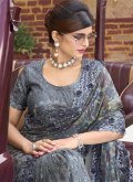 Grey Imported Embroidered Classic Designer Saree - 2