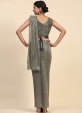 Grey Imported Embroidered Contemporary Saree - 2