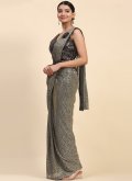 Grey Imported Embroidered Contemporary Saree - 3