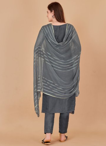 Grey Jacquard Lace Trendy Salwar Kameez for Casual