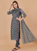 Grey Jacquard Lace Trendy Salwar Kameez for Casual - 2
