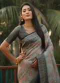 Grey Kanjivaram Silk Designer Contemporary Saree for Ceremonial - 1