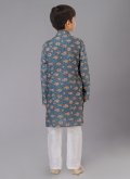 Grey Kurta Pyjama in Polyester with Digital Print - 3