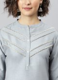 Grey Poly Silk Plain Work Trendy Salwar Suit for Casual - 1