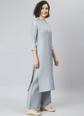 Grey Poly Silk Plain Work Trendy Salwar Suit for Casual - 2