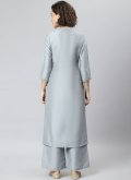 Grey Poly Silk Plain Work Trendy Salwar Suit for Casual - 3
