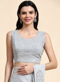 Grey Shimmer Embroidered Classic Designer Saree for Ceremonial - 3