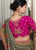 Grey Silk Embroidered Classic Designer Saree for Ceremonial - 2