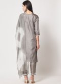 Grey Silk Embroidered Salwar Suit for Casual - 2
