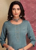 Grey Silk Embroidered Trendy Salwar Suit for Ceremonial - 1